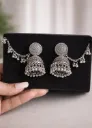 silver oxidized jhumka